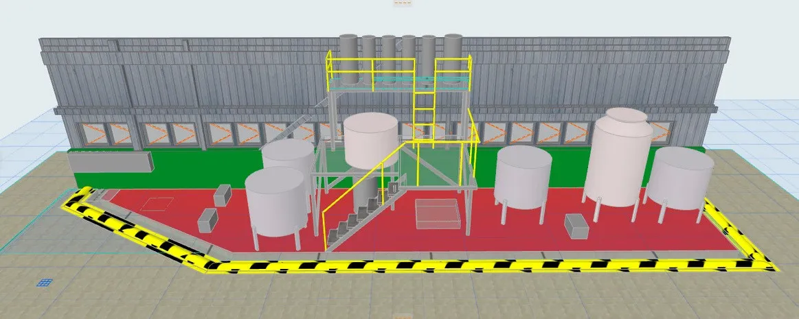 Modelo 3D de un proyecto en planta